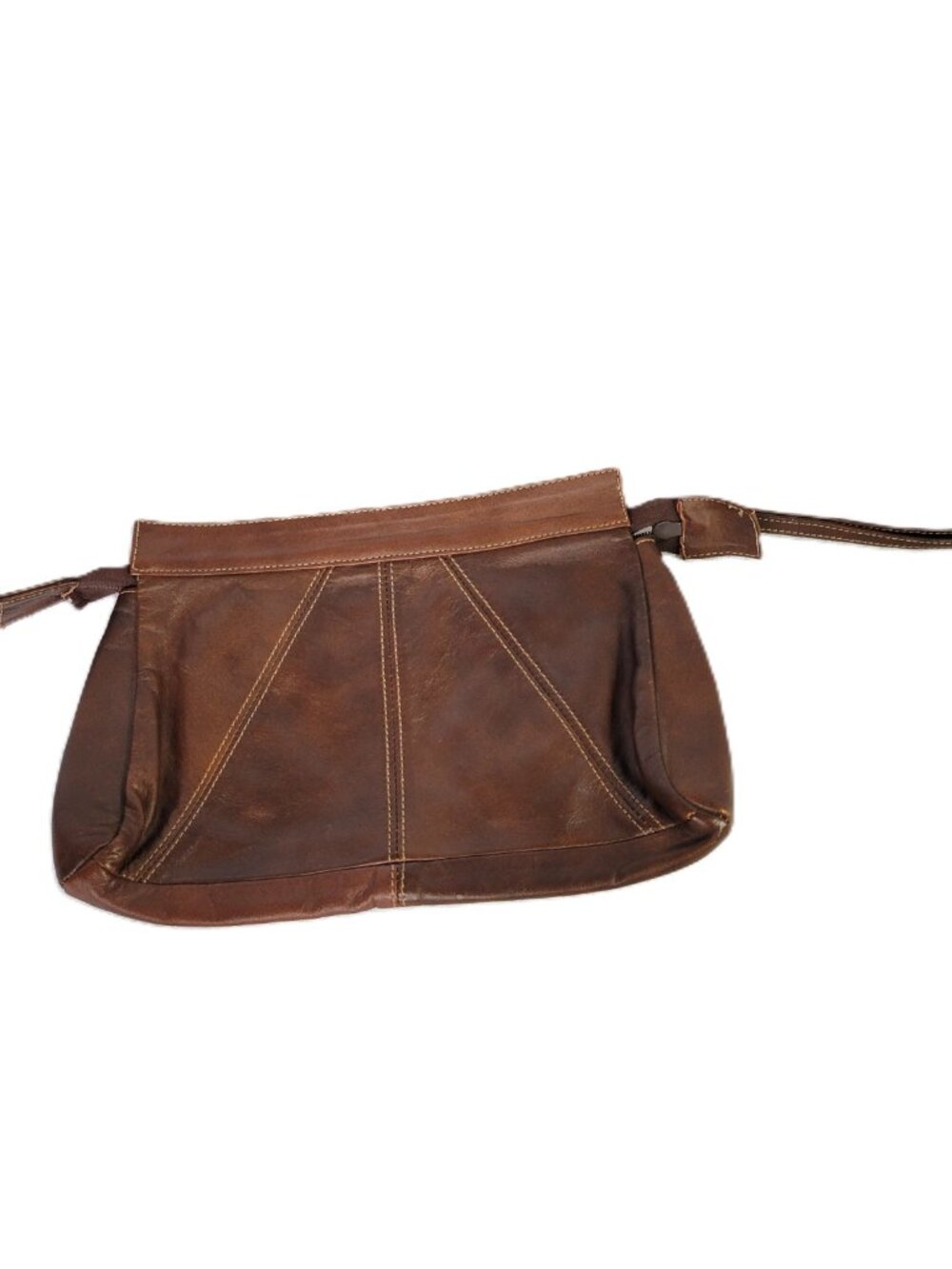 Vintage I.D.M. Brown Genuine Leather Zipper Clutch Pouch Made in Mexico READ